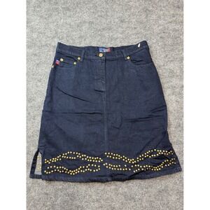 Vintage Y2K Coogi Australia Down Under Blue Denim Studded Skirt Size L NWT